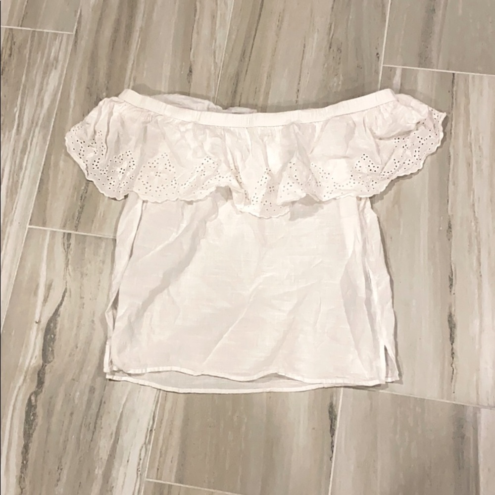 White Ruffled Off-The-Shoulder Top